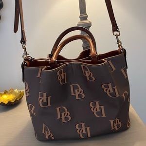 Dooney and Bourke Large Barlow Bag in Brown w/Tan Monogram